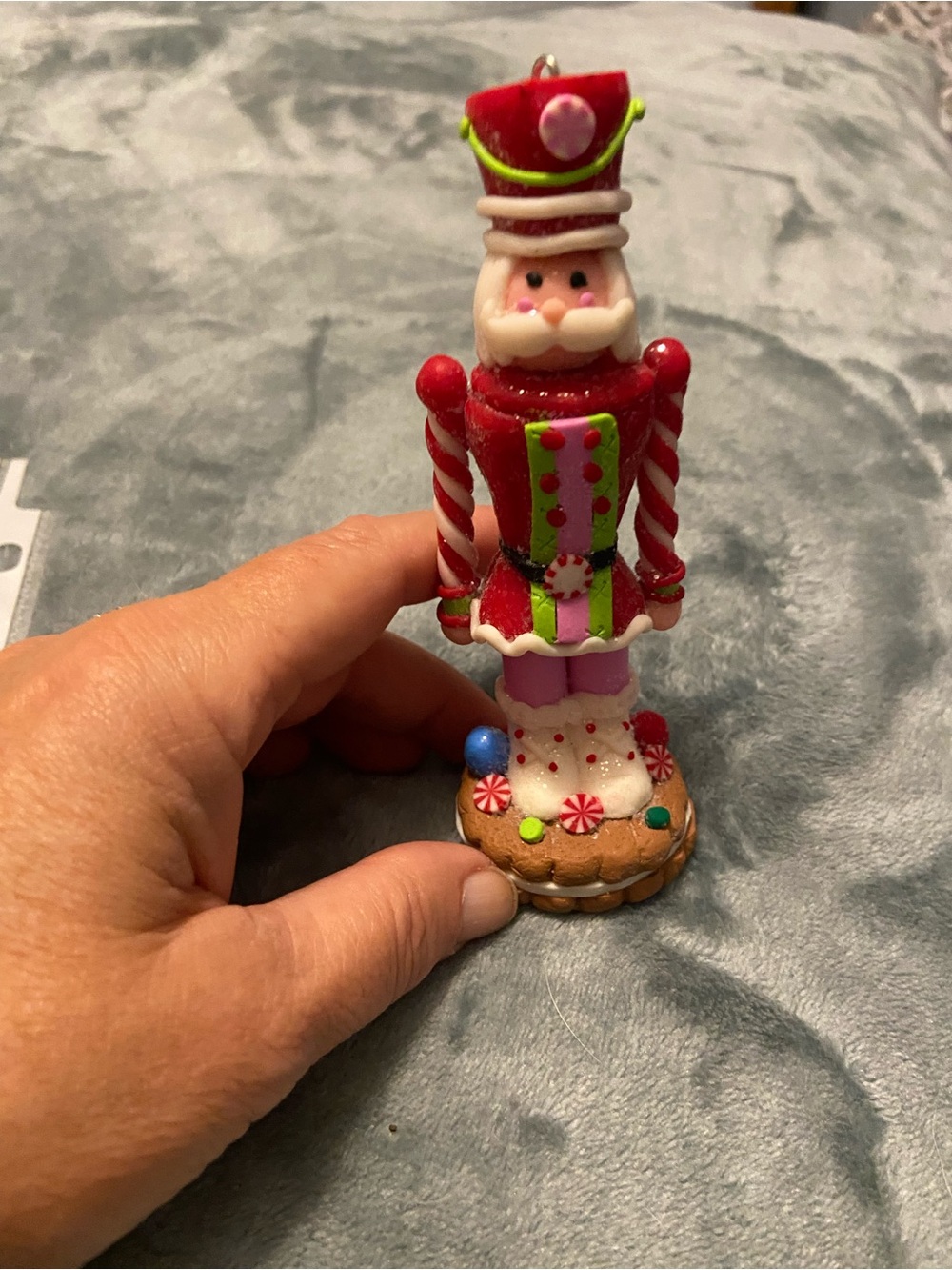Festive Red & Green Candy Nutcracker Ornament - Holiday Tree Decoration